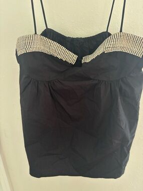 Zara Black Strapless Bustier Top with Crystal Trim